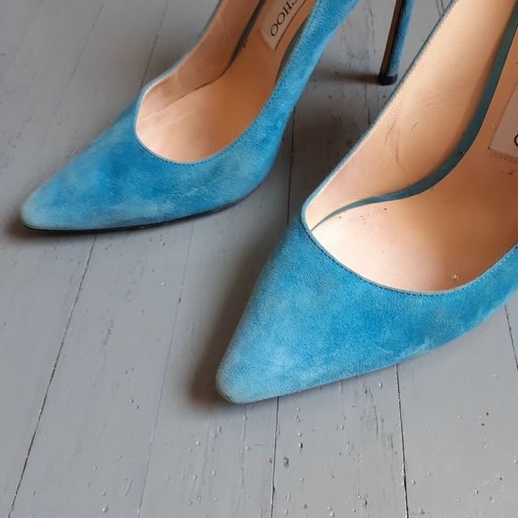 Jimmy Choo Romy 100 Suede Heels - Picture 8 of 16